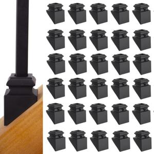 Iron Baluster Shoes - Slant Shoe with Screw - for Use with 1/2" Square Balusters - Set of 30 (Satin Black)