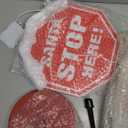 Christmas Santa Stop Here Sign with 30 Multi-color LEDs Battery Operated with Timer Christmas Stop Sign with Base & Stake Xmas Party Landscape Patio Decor