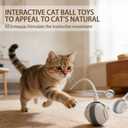 Interactive Cat Toy Ball, Automatic Moving Cat Toy with 2 Speed Modes Bite-Resistant Mouse Tail Bird Chirping Sounds Indoor Play Ball for Cats (White)