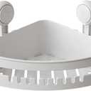 Shower Caddy Shelf Organizer Rack Corner Shower Caddy Suction Cup Plastic Shower Shelf Basket Wall Mounted Shower Organizer Bathroom Shelves Basket, 13*3.3*10in, White