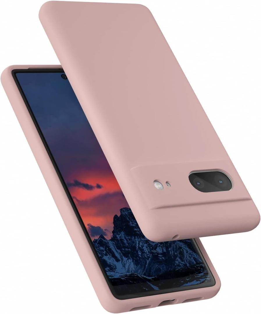 E Segoi Designed for Pixel 7 Case, Liquid Silicone Gel Rubber Shockproof Case Soft Microfiber Cloth Lining Cushion Compatible with Pixel7 6.3 inch (Pink Sand)