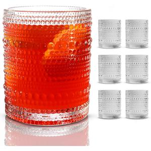 Hobnail Drinking Glasses, Vintage Glassware Set of 6, Vintage Drinking Glasses 11.75 oz, Bubble Glasses Drinking, Hobnail Glasses, Vintage Glass Cups, Jupiter Glasses for Juice, Soda, Beer, Whisky