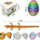 2 x 3D Printed Dragon Eggs with Mini Articulated Crystal Dragons Inside - 7in Multicolor Fantasy Decor, Collectible Figurines for Kids & Adults - Perfect Christmas Ornament & Easter Basket Gift (4PCS-02)