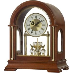 DODEKA Wooden Mantel Clock TCW001DB Rotating Pendulum and Crystals Desktop Musical Hourly Chime Luxury Style for Bedroom, Home, Kitchen