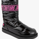 JUICY COUTURE Women's Quilted Slip-On Winter Boots – Waterproof, Warm Mid-Calf Snow Booties with Logo Strap-Kissie, Size 8