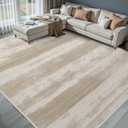 Simple Modern Vintage, Area Rug Machine Washable,Soft Floor Carpet Non Slip Non for Living Room Bedroom Home Decor Aesthetic (Beige/4x6) (Khaki)