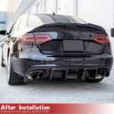 Carbon Fiber Rear Bumper Diffuser for Audi S4 B8 2008-2012 Rear Bumper Cover Lower Lip Spoiler Valance Protector Factory Outlet (Without LED Light)