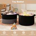 OIAHOMY 115L Extra Large Blanket Basket, 23.6" x 15.4" Woven Cotton Rope Laundry Basket for Organizing Pillows, Decorative Stuffed Animal Toy Storage Bin for Nursery, Black and Grey