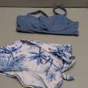 Girl Swimsuit Bikini Set Tropical Print Bathing Suit Two Piece Girls' Swimwear with Tie Side Knot 7-14T (15-16 Years, Dark Blue)