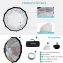 WELLMAKING 33.4inch/85cm Parabolic 16K Softbox Quick Set up and Folding, with Diffusers/Honeycomb Grid/Bag,Compatible with Bowens Mount Light for Portrait or Product Photography Studio Flash Monolight