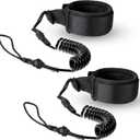 2 Pieces Surf Board Leashes Coiled Leash Rope Paddle Board Surfboard Leash Compatible with SUP Surfing Leg Rope Leash Surf Straps Stay on Board Ankle Strap Ankle Accessory for Surfing (Black)