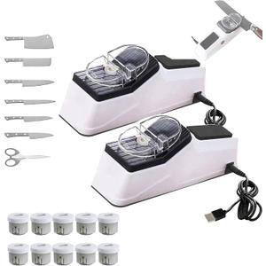 Besynersharp Pro, 2026 New Electric Knife Sharpener for All Kitchen Knives, Double Sided Knife Sharpener with Replacement Grinding Tools, Quick Sharpening & Polishing, Stable Non-Slip Base (2PCS)