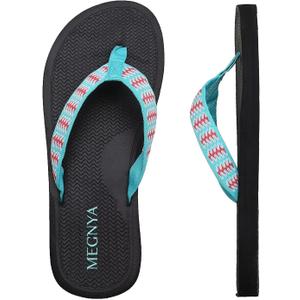 MEGNYA Womens Flip Flops/Sandals/Summer Beach Slippers (7, W4-mint-black)