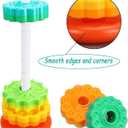 Baby Spinning Stacking Toys, Spin ABS Plastic and Color Rainbow Design Ring Stacker Baby Toys 6 to 12 Months Montessori Educational Learning Autism Sensory for Boys and Girls