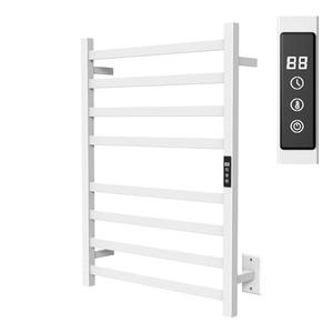 WONDERSKY Towel Warmer Rack, 8-Bar Stainless Steel Heated Towel Racks for Bathroom - Waterproof Wall Mounted Towel Warmers with Timed & Temperature Controller, Hard Wired/Plug-in, White