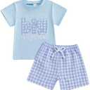 jiranqhc Big Sister Little Brother Outfit Newborn Short Sleeve TShirt Shorts Toddler Summer Clothes Sibling Matching Outfits, 2-3Y