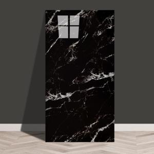 Haimin Wall Panels Peel and Stick 10 Pieces 23.6x11.8in (19.4 Sq. Ft. Coverage) Lightweight Backsplash Marble Look Tile (not Real Marble) Ideal for Kitchen Bathrooms Living Rooms Bedrooms (Black-JGH)