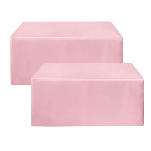 HolidayIdeas Fitted Pink Tablecloths for 6 Foot Tables - 72 x 30 Inch - 2 Pack Rectangle Polyester Fabric Table Cover for Folding Table, Valentines Parties, Birthday, Trade Show