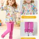 Little Girls' Clothing Sets, Bamboo-derived Viscose, Long Sleeve 2pcs Toddler Girls Outfits (Pink) 5T