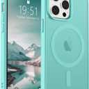 SUPFINE Magnetic for iPhone 14 Pro Max Case (Compatible with MagSafe) (Military Grade Drop Protection) Translucent Matte Shockproof Phone Cover,Blue Green