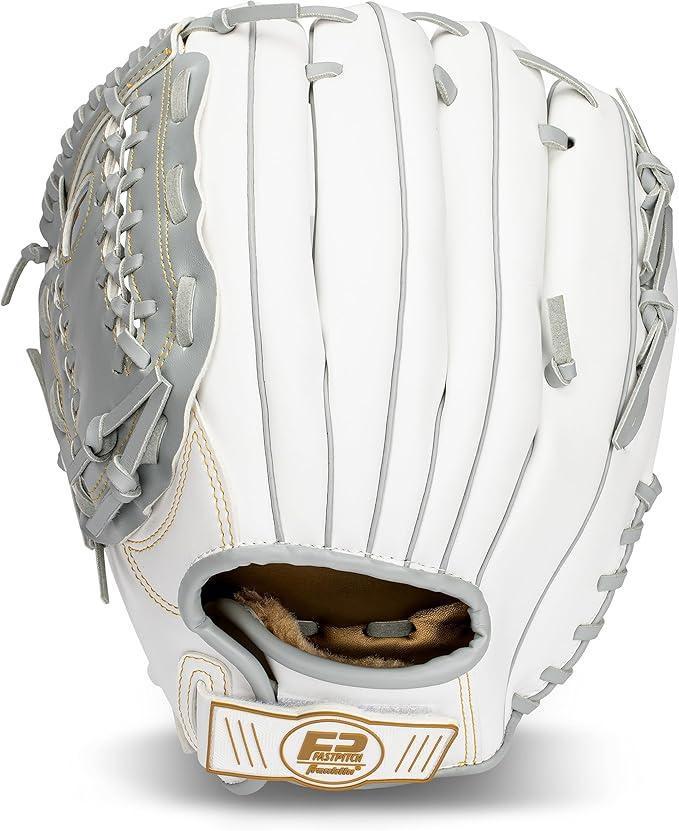Franklin Sports Fastpitch Softball Glove - Field Master Fastpitch + Softball Mitt - Womens + Girls - White + Grey (White, S)