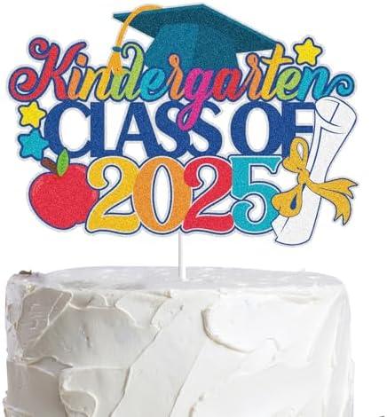 Kindergarten Class of 2025 We are So Proud of You Cake Decorations Graduation Congrats Grad Party Supplies Straight Outta Kindergarten Cake Topper Glitter Grad 2025 Happy Graduation (03) Set of 3