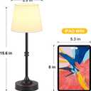 Kakanuo Rechargeable Cordless Table Lamp Antique Black - 1 Pack 4000mAh Battery Operated Lamp, 3000K Warm Light, Touch Control Stepless Dimming, for Bedside, Dining Table, Home Decor
