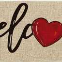 Artoid Mode Welcome Love Heart Valentine's Doormat, Home Decor Low-Profile Switch Rug Door Mat for Indoor Outdoor 17x47 Inch (Beige)