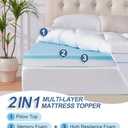 Memory Foam Queen Mattress Topper, 4 Inch Dual Layer Mattress Pad with Pillow Top Mattress Topper Queen Size Bed Cover, Support for Back Pain (Queen, White)