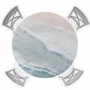 Lsrtoss Summer Beach Round Tablecloth, Ocean Coastal Fitted Table Cover with Elastic for 36"-44" Round Tables, Nautical Sea Aqua Beige Table Cloth Indoor Outdoor Dinning Party Waterproof Tablecloths