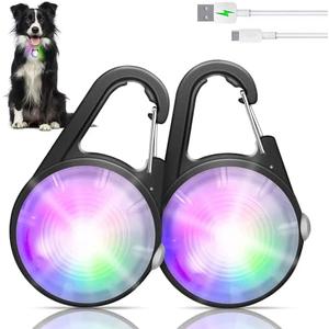 Dog Collar Light, 4 Modes Dog Lights for Night Walking, Rechargeable LED Pet Collar Light for Nighttime Clip on, IP68 Waterproof Pet Walking Accessories-2 Pack(Black)