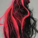 MAGQOO Black Pink Wig for Women Girls Long Straight Black and Pink Wigs with Bangs Synthetic Heat Resistant Halloween Cosplay Costume with Wig Cap