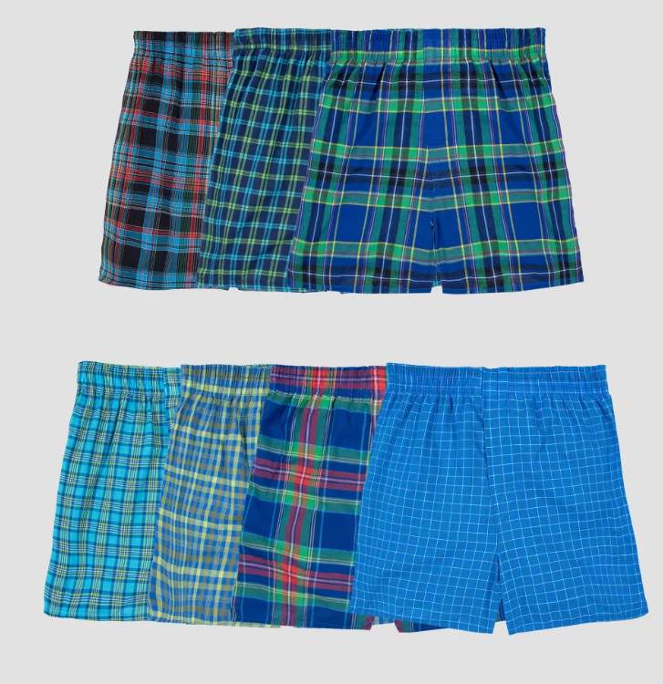 Fruit of the Loom Boys' Woven Boxer Shorts, 7 Boxers, Size Medium