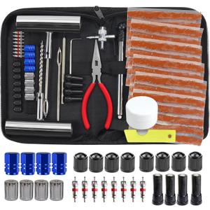 Tire Repair Kit, 68pcs Heavy Duty Tire Plug Kit, Universal Tire Repair Tools Flat Tire Puncture Repair for Car, Motorcycle, Truck, SUV, RV, ATV, Tractor, Trailer Fix Punctures and Plug Flats Patch Kit