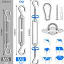 Sun Shade Sail Hardware Kit 6 Inch for Rectangle & Triangle Shade Sail Install, Stainless Steel ShadeSail Fixing Accessories for Outdoor Patio Canopy Garden, Heavy Duty Awning Attachment 80 Set (Silver)