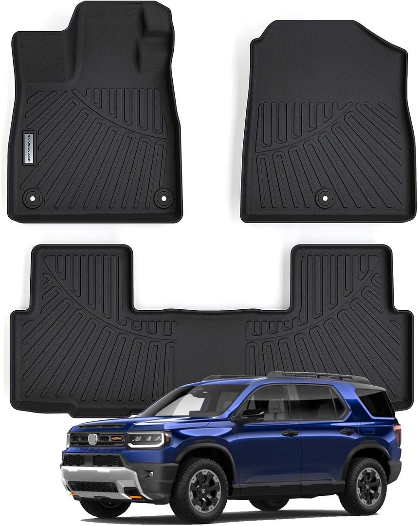 Floor Liners Floor mats for 2026 Passport TPE All Weather Protection 1st & 2nd Row Car Floor Mats Accessories-Black