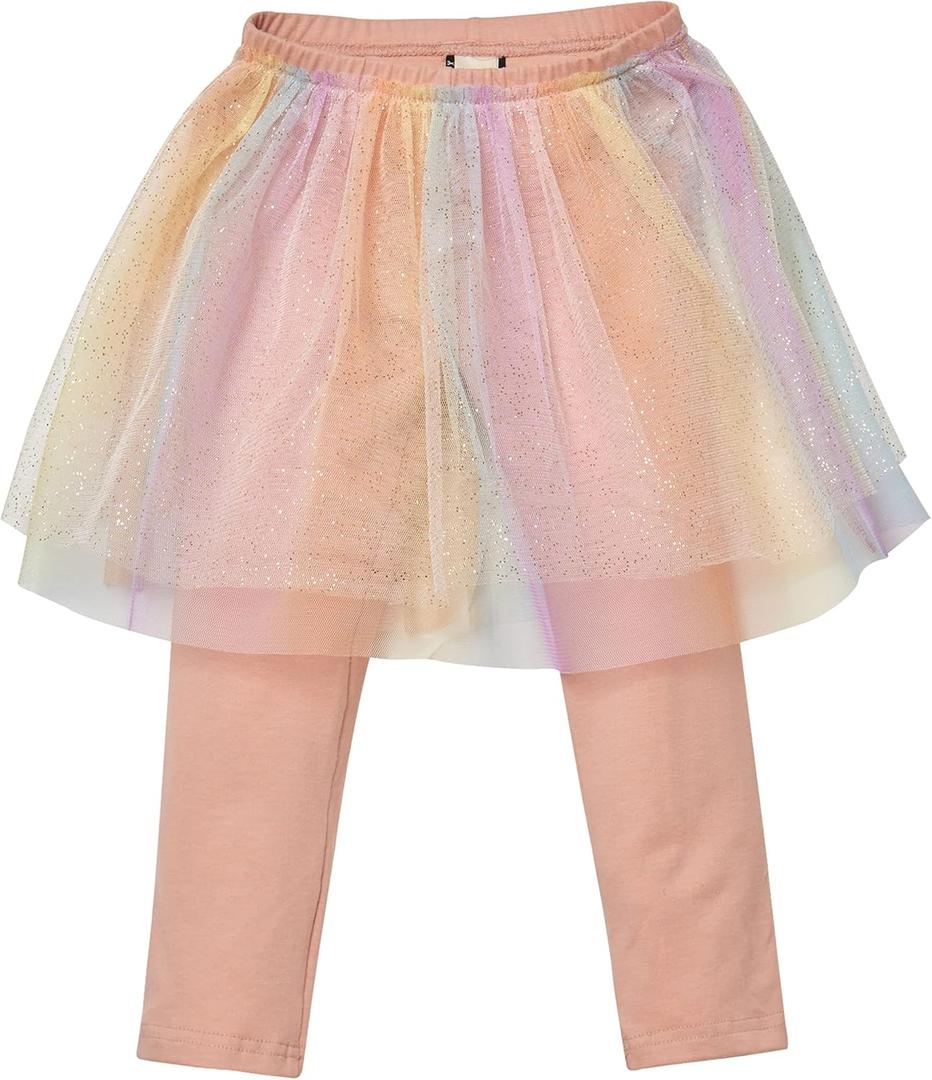 CHATTER CARROT Girls' Cotton Ruffle Leggings – Mesh Lace Tutu Pants for Toddlers & Kids / 3 Years Old Dusty Pink