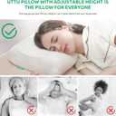 UTTU Cervical Pillow for Neck Pain Relief, Memory Foam Neck Pillow for Sleeping, Adjustable Orthopedic Sandwich Pillow, Contour Cooling for Side Back Stomach Sleeper, Travel(15.7"11"5.2"/4.5")