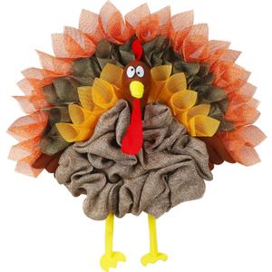 CYNOSA Thanksgiving Door Decorations Turkey Decor Wreath for Front Door Turkey Decorations Fall Thanksgiving Door Hanger Gobble Gobble Sign