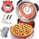 Electric Pizza Oven Indoor with Glazed Ceramic Stone, 12-Inch Portable Countertop Pizza Maker with Adjustable Timer, 1200W Heat up to 800F Pizza Maker with Viewing Window for Home DIY Pizza