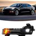 Front Fog Lights, Model y Daytime Running Light Led Drive Side & Passenger Side Fog Light Compatible with Tesla Model 3 17-23 and Model y 2019-2024 1077391-00-E, 1077391-00-F(Driver's side/left side)