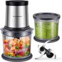 TWOMEOW Food Processor 4 Cup, Electric Food Chopper, 【Small but Powerful】Meat Grinder with 2 Bowls, 2 Speed & 4 Blades for Vegetable, Meat, Nuts, Functions for Chopping, Dicing, Mixing and Puree