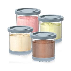 for Ninja Creami Pints and Lids-4 Pack, 16OZ Container Compatible with NC299AMZ & NC300s Series Ice Cream Makers, Extra Cups Replacement for Ninja Creamy Containers Airtight Anti-slip Dishwasher Safe