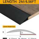 BNELL Carpet & Floor Edging Trim Strip,Self Adhesive-PVC Floor Transition Strip,Threshold Transitions Suitable for Threshold Height Less Than 15mm (6.56FT_Black)