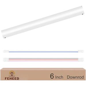 6 Inch Ceiling Fan Downrod, 1" Diameter White Ceiling Fan Extension Rod (No Threads) with 5 x 18-AWG Wires, Universal Down Rods for Ceiling Fans, Easy Installation