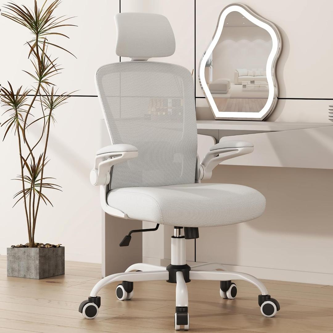 Mimoglad Office Chair, High Back Ergonomic Desk Chair with Adjustable Lumbar Support and Headrest, Swivel Task Chair with flip-up Armrests for Guitar Playing