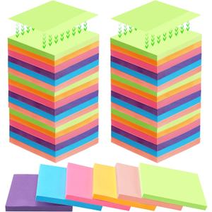 Kajaia 24 Pads Full Adhesive Sticky Notes Colorful Sticky Notes Adhesive Memo Self Stick Pads Easy to Post for Office Home School Meetings Supplies 6 Pastel Colors 80 Sheets/Pad (3x3 Inches)