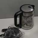 Amazon Basics Electric Kettle with Glass Carafe for Tea and Coffee, BPA-Free, Fast Boiling, Auto Shut-Off, Boil-Dry Protection, Water Level Indicator, 1.7 Liter, 1500W, Black and Silver (1.8 Quarts)