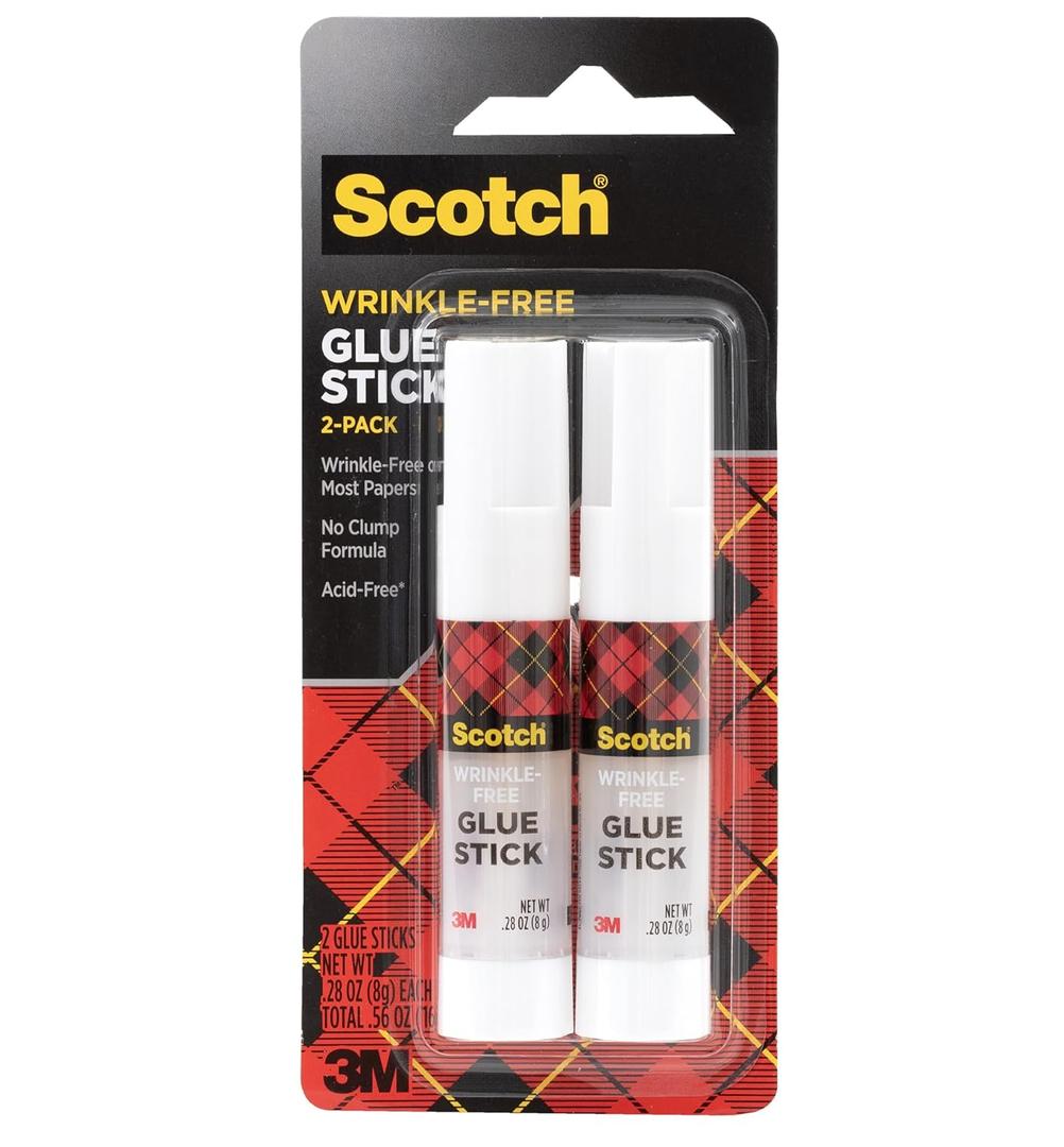 Scotch Wrinkle-Free Glue Sticks, 2 Pack, .27 oz Each