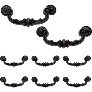 Biaungdo 8 Pcs 151mm/6 Hole Center Pull Handles, Zinc Alloy Rustic Vintage Style Drop-Down Bail Swing Dresser Pull Handle Antique Drawer Handles for Kitchen, Cabinet (7.3" Total Length)